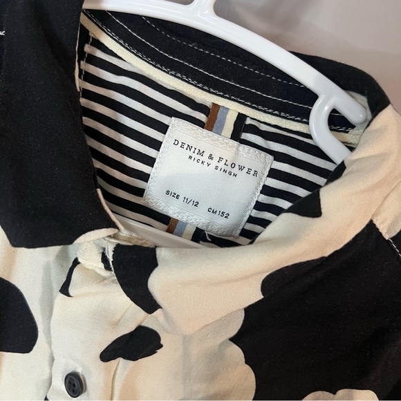 Denim & flower boys dress shirt - Picture 2 of 4